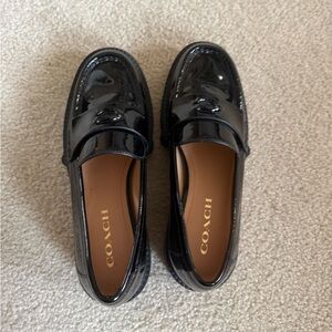 Coach Black Patent Leather Women's Penny Loafers